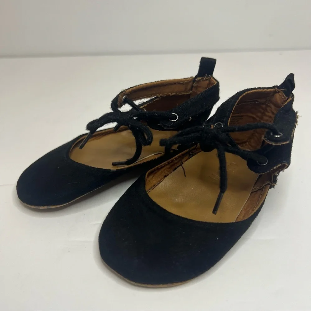 Old Navy Black Suede Lace-Up Shoes Size 18-24 Months Baby Toddler Soft Dressy
